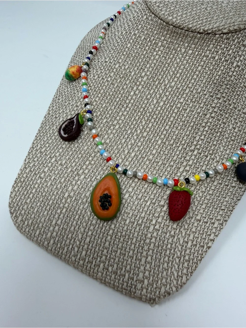 Handmade Summer Colorful Fruit Charm Beaded Necklace - Multicolor